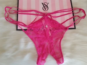 VICTORIA'S SECRET MUY SEXY ENCAJE TIRAS ABIERTO DESCARADO PANTY GRANDE FOREVER PINK - Imagen 1 de 10