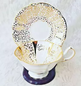 PRINZESSIN ANNE HOCHZEITSTAG BONE CHINA TASSE & UNTERTASSE 22k GOLD CHINTZ-BESATZ - Bild 1 von 4