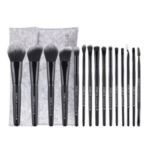 Classical Makeup 15 Brushes Set Kit with Felt Bag Supper Soft Smooth Fiber Hair - Picture 1 of 15