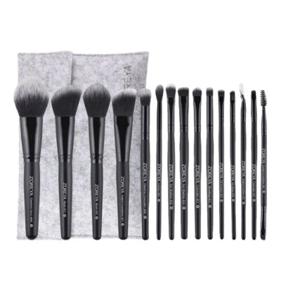 Classical Makeup 15 Brushes Set Kit with Felt Bag Supper Soft Smooth Fiber Hair - Image 1 of 4
