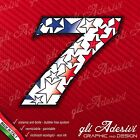 Adhesive Stickers Number 7 Moto Car Cross Race Star Blue & Red 15 CM