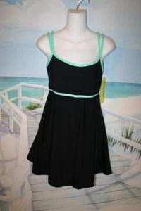 14, 16,18, 24 26 SCHWARZ/LIMETTE BADEKLEID BABYDOLL BADEANZUG FLIESSEND HIP HIDER - Bild 1 von 10