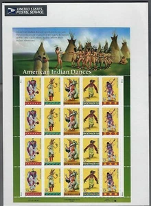 3072-76 - MNH sheet of 20, 32-cent stamps honoring American Indian Dances  - Picture 1 of 2