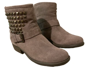 Steve Madden Womens Outlaww Leather Suede Ankle Boots Brown Boots Size 9 Studded - Picture 1 of 8