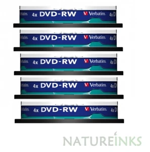 50 Verbatim Blank DVD-RW 4.7GB 120 minutes 4x rewritable discs Retail 43552 - Afbeelding 1 van 3
