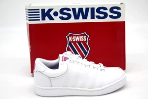 K SWISS CLASSIC LEATHER 50100 WHITE LOW CASUAL SHOE LITTLE KIDS SHOE - Picture 1 of 9