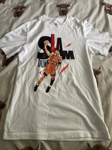 Jordan Game 5 White Tee T Shirt XS Shirt Sleeve Bulls #23 Slam Dunk - Picture 1 of 10
