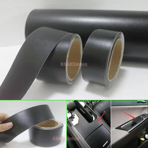 Útil cinta adhesiva de vinilo con textura de grano de cuero negro mate para envoltura de hogar de automóvil AB - Imagen 1 de 6