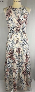 Alex Marie Dress Maxi/ Midi 8 A- Line Sleeveless Cotton Modest Beige Tiered New - Picture 1 of 10
