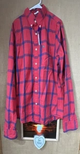 Abercrombie & Fitch Muscle Hombre’s XL Camisa Manga Larga Rojo Azul Cuadros Bolsillo Vint - Imagen 1 de 7
