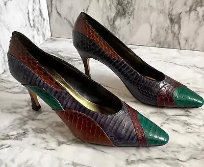 Zapatos de salón J. Renee multicolor retazos reptil serpiente retro 8,5 estrechos Foto 1 de 4