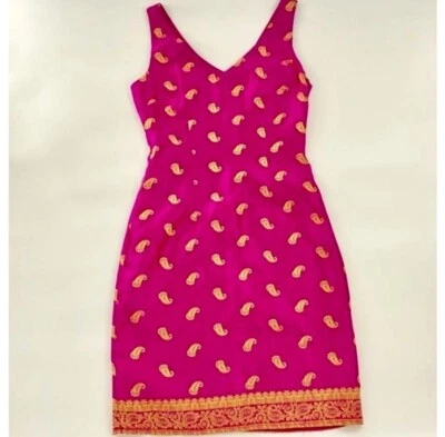 Women’s Vintage MICA Magenta And gold lined sheath dress Size 12 New! - Image 1 of 4