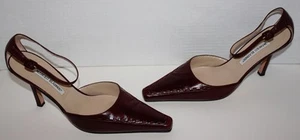 Zapatos para mujer Manolo Blahnik marrón cuero con correa al tobillo talla 40 ~ EE. UU. 10 - Imagen 1 de 3