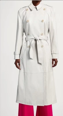 Abrigo de cuero Emporio Armani gris claro piel de cordero talla IT 46; US 12 a 14 Foto 1 de 4