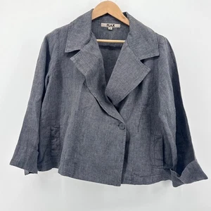 FLAX Linen Blazer Jacket Women's Small Dark Gray Single Button Minimalist - Picture 1 of 9