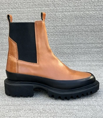 AllSaints Harlee Lug Sole Chelsea Botas de Cuero Tostado Mujer Talla 9 NUEVAS Foto 1 de 4
