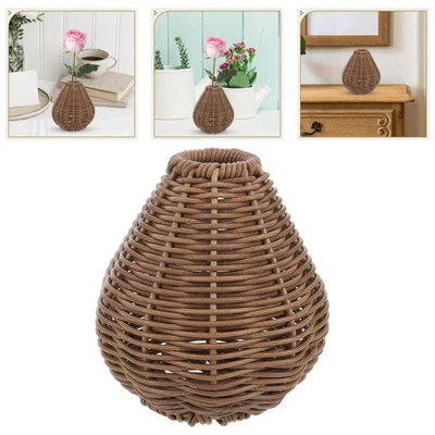  Blumen Vase Blumenübertopf Geflochten Geflochtener Blumenkorb Heimdekoration - Bild 1 von 4