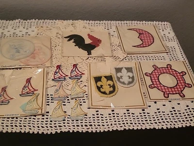 Lote de apliques de parche bordado vintage veleros gallo bebé osos luna  Foto 1 de 4