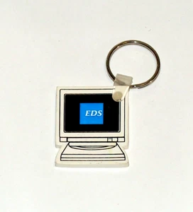 RARE Vintage EDS Keychain Rubber Computer Fob Advertisement Key Ring Ross Perot - Picture 1 of 1