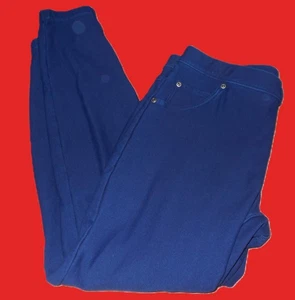 HUE WOMENS SIZE L NAVY BLUE JEGGING JEANS PULL ON FLEECE LINING - Picture 1 of 3