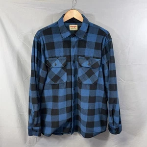 Camisa Wrangler Authentics Para Hombre Grande Azul Negro Búfalo Franela Escocesa Abotonada - Imagen 1 de 6