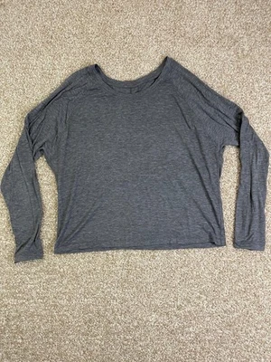 Lululemon 灰色 Modal-Blend 开放灰色长袖 T 恤上衣女式 L 码 — 第 1/4 张图片