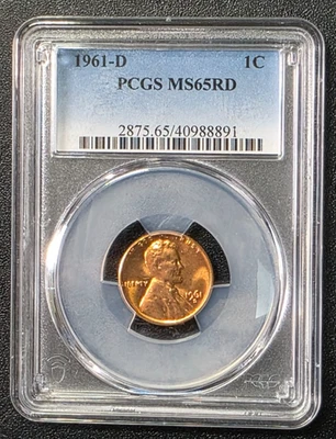 1961 D 1C Lincoln Memorial Cent PCGS MS65RD  #8891 - Image 1 of 2