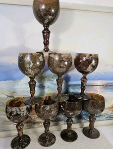 Neiman Marcus Lot of 8 AGATE Balloon Wine Glasses Water Goblets *Excellent* - Picture 1 of 11