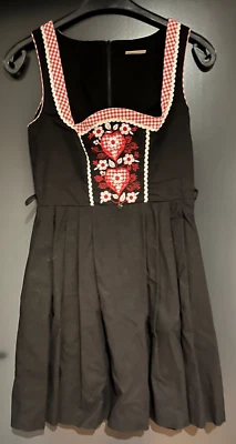 Damen Trachten Dirndl ärmellos  Schwarz, rot-weiß gemustert ca. Gr. 38 v. C&A - Bild 1 von 2