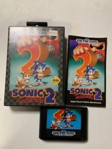 Sonic the Hedgehog 2 (SEGA Genesis, 1992) CIB complete Cart + Box + Manual - Picture 1 of 2