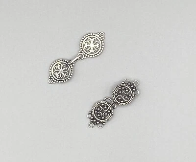 Sterling Silver , Antiqued , Multi And Single Strand Clasp , Hook And Eye . - Image 1 of 3