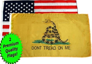 Wholesale Lot 3' X 5' USA American & Gadsden Yellow Don't Tread on Me Flag 3X5 - Picture 1 of 4