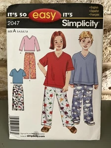 Simplicity 2047 Pajamas Pants Top Size 3,4,5,6,7,8 Uncut - Picture 1 of 1