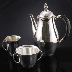 Georg Jensen Silver Coffee Pot w/ Creamer and Sugar Bowl #456 - Harald Nielsen - Picture 1 of 9