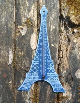 EIFFEL TOWER ENAMEL THERMOMETER BLUE PRINTED WHITE THERMOMETER MADE IN France - Image 1 of 2