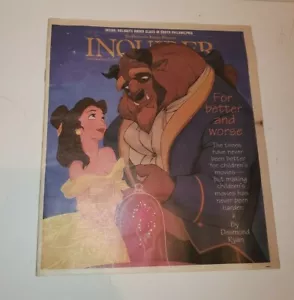 PHILADELPHIA INQUIRER NEWSPAPER MAGAZINE 1991 DISNEY BEAUTY AND THE BEAST COVER - Picture 1 of 1