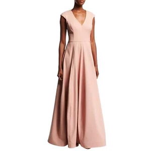 HALSTON Heritage Gown Size 10 Blush V Neck Cap Sleeve - Picture 1 of 10