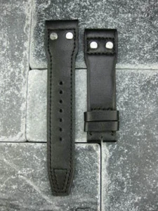 22mm IWC Schwarz Kalbsleder Armband Uhrenarmband mit Nieten BIG PILOT Schwarz Regular - Bild 1 von 6
