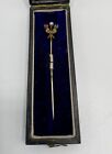Edwardian 15ct Gold Sapphire Ruby &amp; Pearl Set Stick Pin Tie Pin Boxed