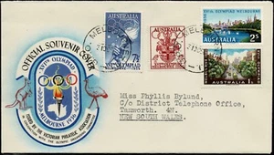 Australian FDC 1956 XV1th Olympiad Melbourne with Preston Motors Cinderella. (A) - Picture 1 of 2