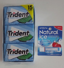 Trident Mint Bliss Gum 3*15-14 Stick PKGS + Natural Ice Lip Balm 36 *4.2 g Pack