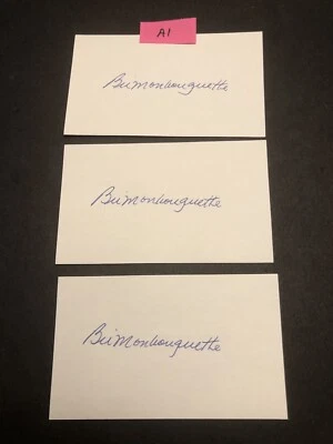 (Lot of 3) Bill Monbouquette Red Sox Signed Index 3x5 Autographed Card Lot A1 - Image 1 of 2