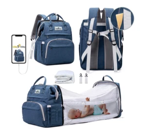 Foldable Diaper Bag 3 in 1 Baby Bed Portable Bassinet Crib Backpack Travel Sleep - Picture 1 of 12