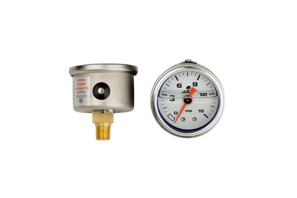 AEROMOTIVE #15632 Fuel Pressure Gauge - 1.5in 0-15psi - Image 1 of 1