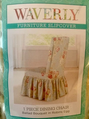 Waverly BALLARD BOUQUET ROBINS EGG Dining Room Chair Covers (4) Cottagecore - Image 1 of 4