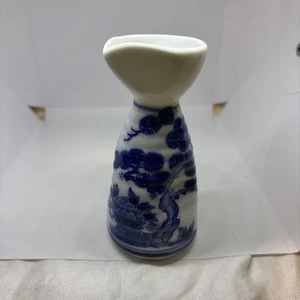 Small Vintage Enesco Japanese Blue and White Porcelain Sakura Tree Sake Bottle - Picture 1 of 5