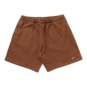 Nike Shorts Uomo XL Marrone Solo Fleece Activewear Swoosh DV3055-270 Elastico Vita - Foto 1 di 9