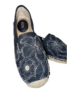 Michael Kors Shoes Women’s Kendrick Denim Floral Slip On Hemp Size 8 - Picture 1 of 10
