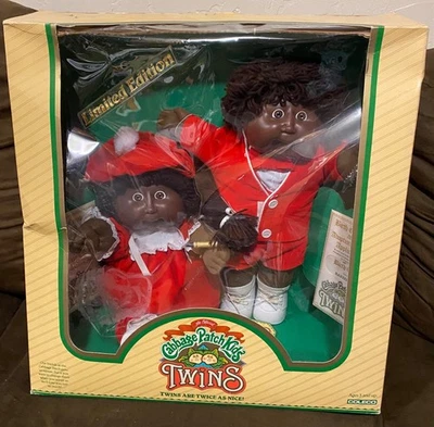 CABBAGE PATCH KIDS TWINS -Vintage 1985 RARO Menino/Menina Afro-Americano NOVO NA CAIXA - Imagem 1 de 4