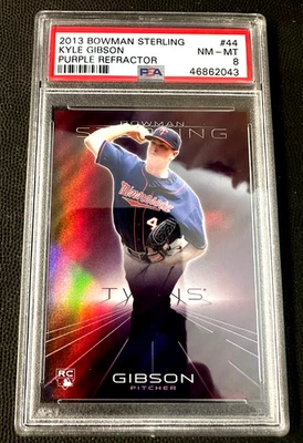 Kyle Gibson 2013 Bowman refractor púrpura esterlina RC PSA 8 gemelos POP 1 sin superior Foto 1 de 2